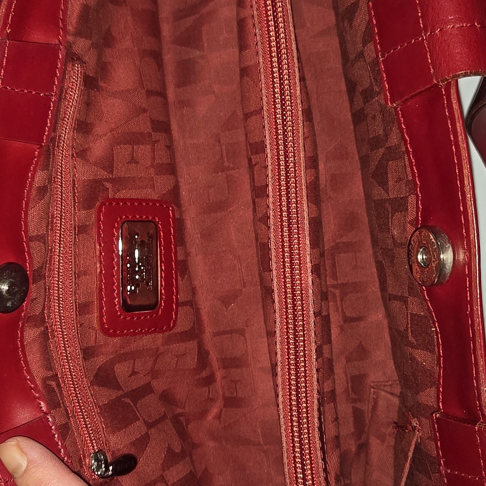FURLA red leather handbag - Picture 5 of 11